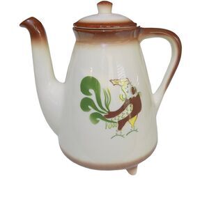 VTG 50’s Brock of California Chanticleer Rooster Coffee Pot Mid Century 9.75”x9”